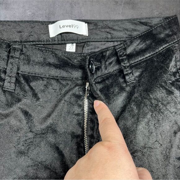 LEVEL 99 EVEREVE Percy Black Velvet Flare High Rise Tuxedo Pants Size 27 Holiday - Picture 10 of 14